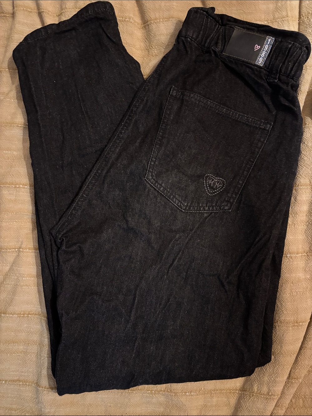 Souris Mini Black Straight Leg Jeans with Heart Detail-small